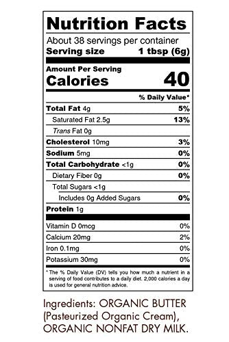 Organic Grassfed Real Butter Powder - Keto NON GMO rBST Hormone Free Paleo Low Carb Sugar Free Gluten Free - Healthy Fat Bomb - Great in Keto Coff...