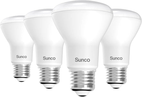 Sunco Lighting - 4 Pack BR20 LED Bulbs Indoor Flood Light R20 Dimmable CRI93 2700K Soft White 50W Equivalent to 7W, E26 Medium Base, Recessed Can ...