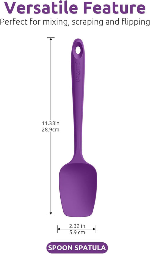 U-Taste Silicone Spoon Spatula Set, 600ºF High Heat Resistant Food Grade Flexible Rubber Scraper, Integrated Cooking Mixing Baking Kitchen Utensil...