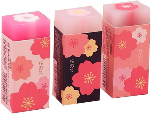 3 Pcs Pink Lovely Cherry Blossoms Rubber Erasers of Sakura Petal Sketch Painting Pencil Correction Tool School Office Stationery Supply Standard P...
