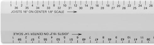 Alumicolor Architect 12 inch Bevel Ruler w/Joist/Truss Scale for Drawing, Drafting & Engineering, Calibrations Divided by (3/32, 3/16), (1/8, 1/4)...