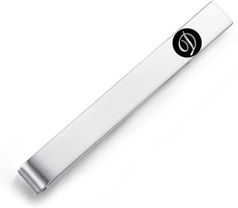 Honey Bear Mens Initial Alphabet Letter Tie Clip Bar - Normal Size Stainless Steel For Business Wedding Gift,5.4cm,Brushed Silver with Black A - Z...