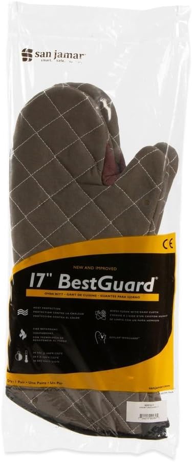 San Jamar 800FG17 BestGuard 17" Tan Oven Mitt - Pair...