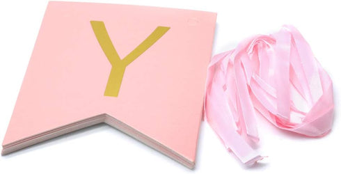 Sscon Happy Birthday Bunting Banner Funny Birthday Party Decorations with Shiny Gold Letters Party Supplies Pink...