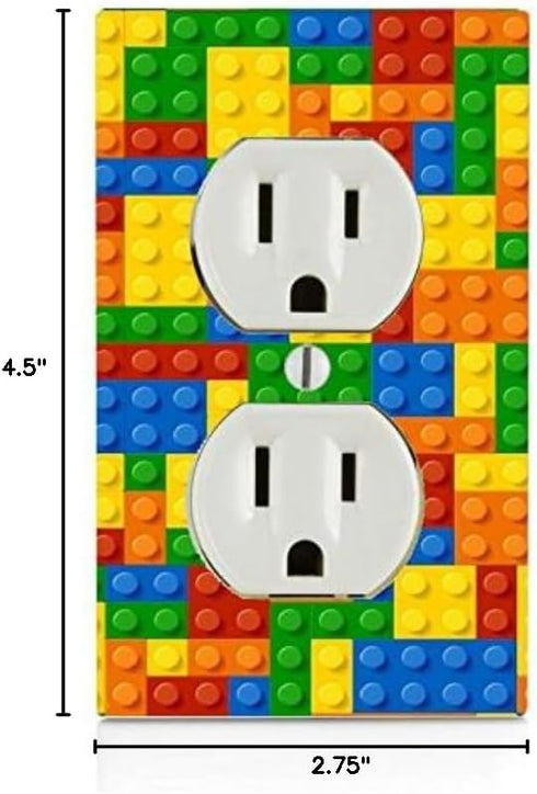 Colorful Bricks Design Print Image Electrical Outlet Plate...