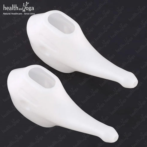 HealthAndYoga™ QwikFlo Light-Weight Neti Pot Sinus Rinse Kit- Compact Neti Pot for Kids and Adults - Travel Friendly Nose Wash Netty Pot - White (...