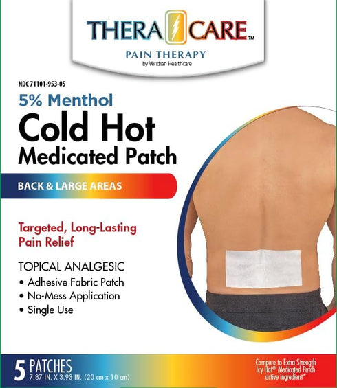 Veridian Healthcare Theracare Cold Hot Medicated Patch, White, 5 Count...