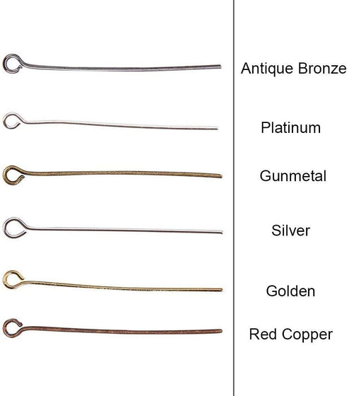 PH PandaHall About 600 Pcs Brass Head Pins Findings Open Eye Pin Length 1.38 Inch 21-Gauge for Jewelry Making 6 Colors...