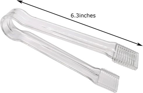 8 Pcs Plastic Buffet Serving Tongs, Clear Kitchen Tongs 6.3 Inch Small Ice Tongs for Tea and Coffee Party Catering Appetizers Salad Desserts Sandw...