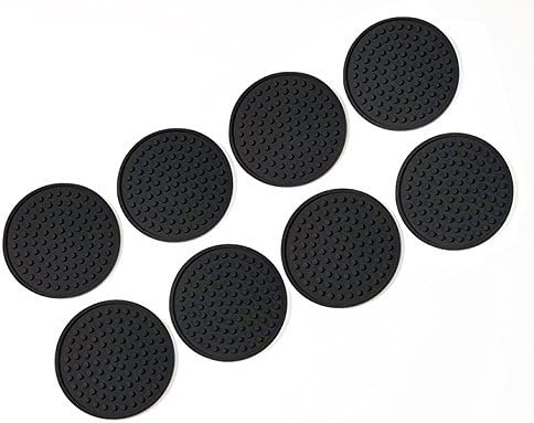 Better Kitchen Products 8 Piece Silicone Coaster Set, Black...