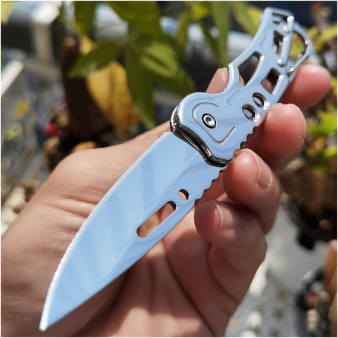 4 Pack Self-Defense Folding Knife With Key Ring Easy To Everyday Carry, Outdoor Survival Stainless Steel Pocket Knife (Silver)...