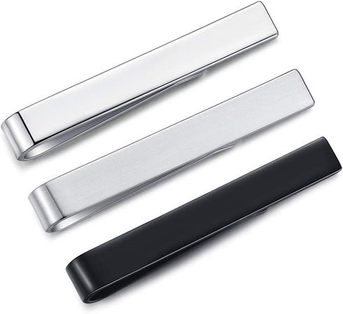 HONEY BEAR 3pcs Mens Boys Skinny Tie clip Set Tie Bar for Narrow Tie Gift 4cm...