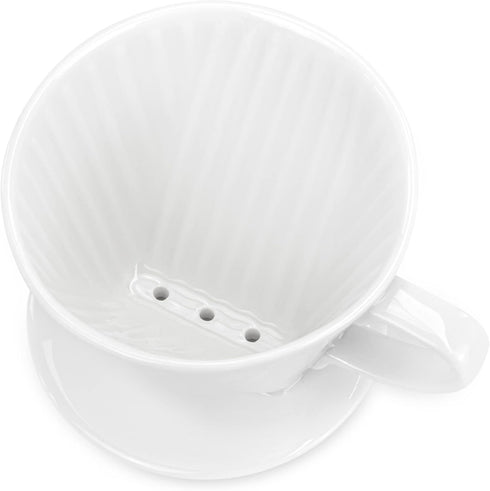 Pour Over Ceramic - Coffee Dripper with 3 Holes Flat Bottom, Porcelain Slow Filter Cone for Travel, Camping, Office, Home, Coffee Maker Brew...