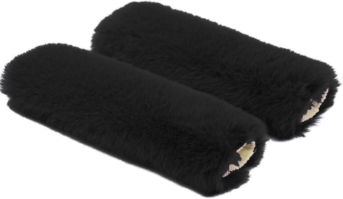 6pcs/Set Soft Fluffy Faux Wool Steering Wheel Cover & Seatbelt Shoulder Pads & Handbrake Cover & Gear Shift Cover Winter Warm Universal Fit (Black...