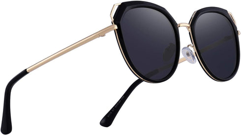 Polarized Sunglasses for Women - Cat Eye Metal Frame Sunglasses UV400...