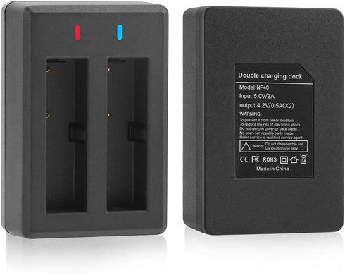 NP-40 Battery Pack, 1500mAh Rechargeable Battery(3-Pack) with USB Dual Charger for Video Camera Camcorders Compatible with Casio NP-40 (Not for Fu...