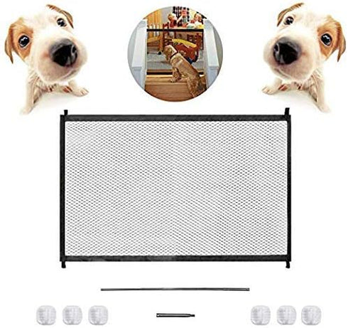 70.9"x28.3" Pet Gate,Baby Gate,Magic Gate Portable Folding mesh gate Safe Guard Isolated ?Indoor and Outdoor Safety Gate Install Anywhere (Black)...