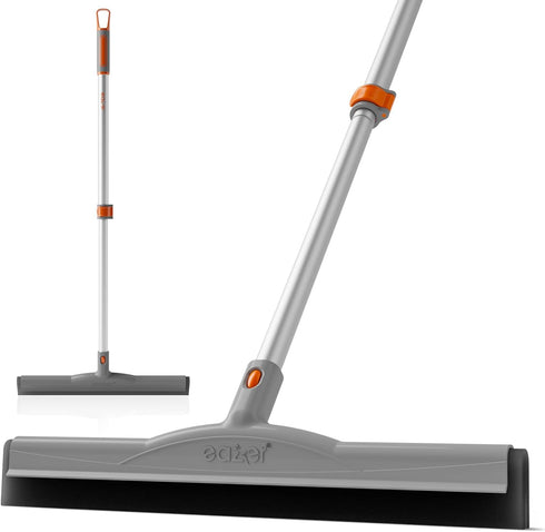 eazer 50'' Floor Squeegee Scrubber with Telescopic Pole, Squeegee Broom for Floor Tile Concrete Marble, EVA Foam Blade Household Water Broom, Sque...