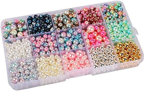 Beads 1140pcs Mix Rainbow Gradient Color Round 4 6 8 10mm Imitation Pearl No Holes for DIY Handmade Jewelry Making Craft...