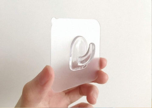 FIGO 10 Packs 15lB(Max) Seamless Small Wall Hooks Adhesive Transparent Seamless Hooks Very Creative, Practical Hook for the Drill-free Wall...