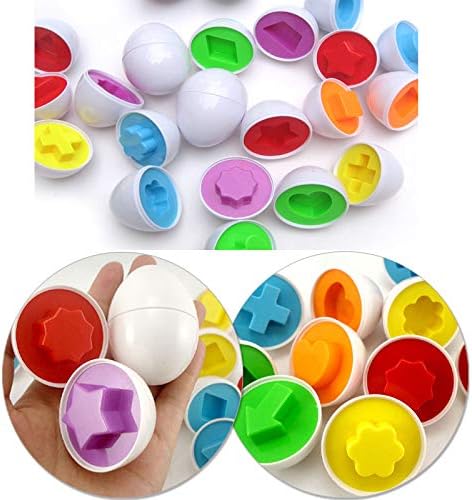 Prextex Easter Eggs Educational Puzzle in a Basket (12 Eggs) - Baby Easter Basket Toddler Boy Toy, Gifts Surprise Fidget Toys Pack Brand, Mini Toy...