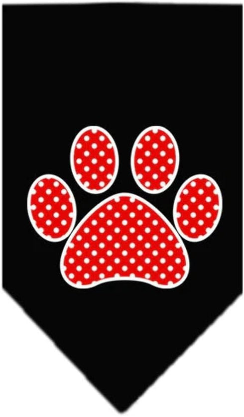 Pet and Dog Bandana Screen Printed, Red Swiss Dot Paw Yellow Small...