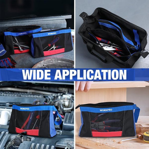 WORKPRO 12" Tool Pouches with Zipper, Utility Bag Pouch for Tool Organizers and Storage, Small Tool Bag, Multipurpose Storage pouch 2-Pack...