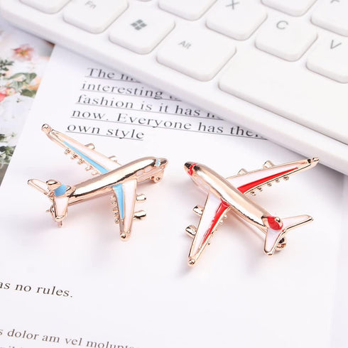 2PCS Airplane Brooch Pins,Red Blue Aircraft Brooch Pin Airplane Model Brooch Cute Plane Pin Brooch for Women Men...