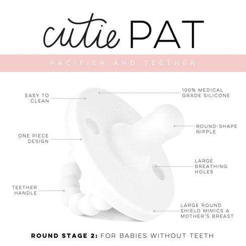 Ryan & Rose Cutie PAT Pacifier Teether (Stage 2, White)...
