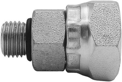 (2-PACK) 6900-04-06-O Hydraulic Hose Adapter Fitting 1/4" Male O-Ring Boss (7/16"-20UNF)×3/8" NPSM Female Pipe Swivel (3/8"-18NPSM) SAE Straight P...