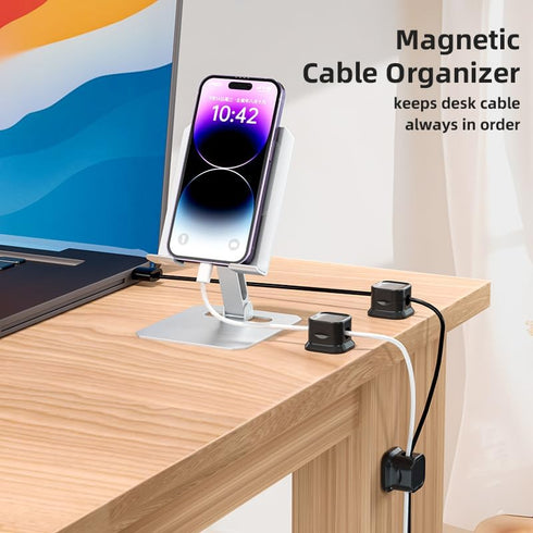 12 Pack Magnetic Cable Clip Clips, Under Desk Cable Management,Hgliagtsmat Adhesive Cord Clip Storage Box for Home Desk Phone Car Wall Desktop Nig...