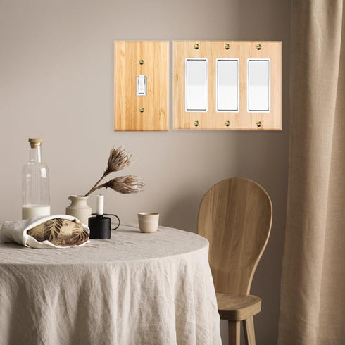 4PC Solid Wood Outlet Covers Raw Wooden Light Switch Plate Decorative Wall Plate Bamboo Quality Light Switch Plate Cover Double Hole Outlet Plate ...