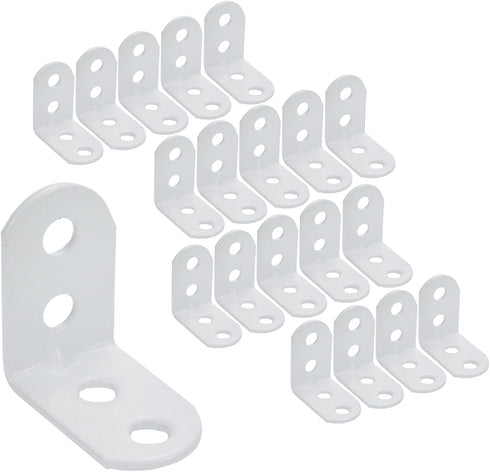 20pcs Iron L Bracket Joint Right Angle Bracket Heavy Duty Shelf Braces for Floating Shelf Wood Table Top, White (29x29x18mm )...