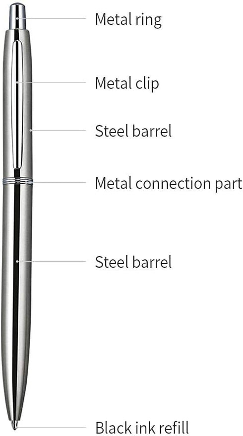 3 Pcs Retractable Metal Ballpoint Pens, for Gift, Business, Office, 1.0mm Medium Point Black Ink, 6 Extras Replaceable Metal Refills - Stainess St...