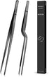 12-inch Cooking Tweezer and Offset Tweezer Set, Tongs Precision Serrated Tips, Stainless Steel Professional Chef Tweezer Kitchen Tools for BBQ, Pl...