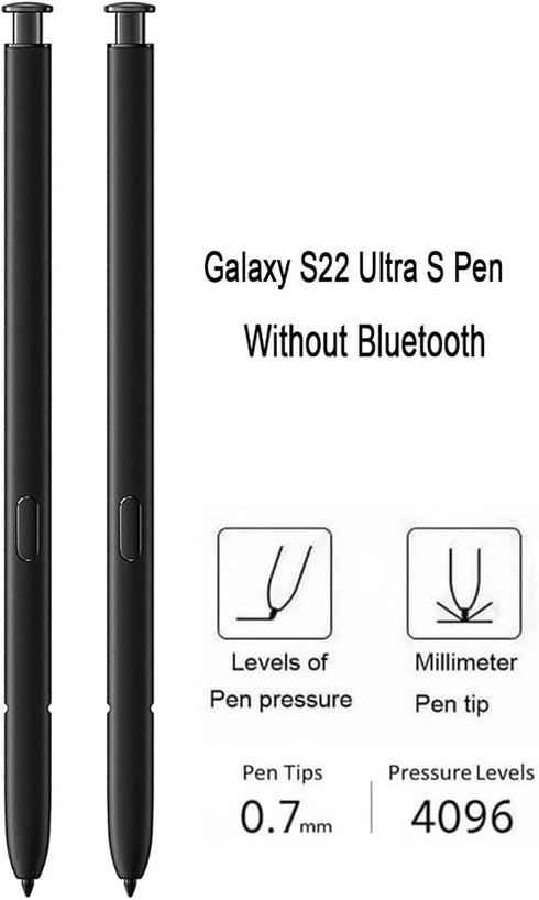 2 Pcs Galaxy S22 Ultra S Pen Replacement for Samsung Galaxy S22 Ultra 5G Stylus Pen, S22 S Pen Without Bluetooth S Pen + Tips/Nibs (Black)......