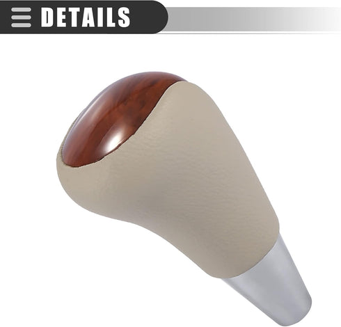Motoforti Car Automatic Gear Stick Shift Knob, for Toyota RAV4 Camry Corolla, Faux Leather, Wood, Beige Brown...