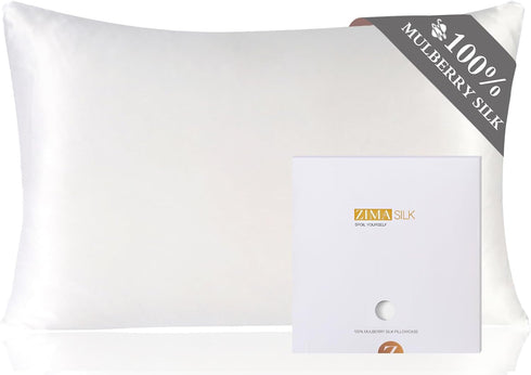 ZIMASILK 100% Pure Mulberry Silk Pillowcase for Hair and Skin Health,Soft and Smooth,Both Sides Premium Grade 6A Silk,600 Thread Count,with Hidden...