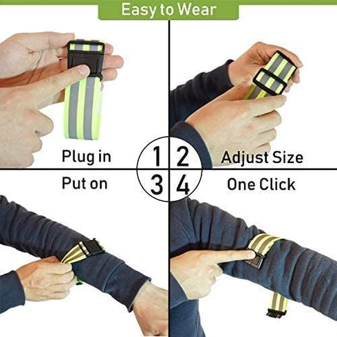 Reflective Running Gear Bands Belt for Night Walking, Reflective Bands for Runners Women Kids Men, Bicycle Pants Cuff Bands Clip, Arm Ankle Leg Sa...