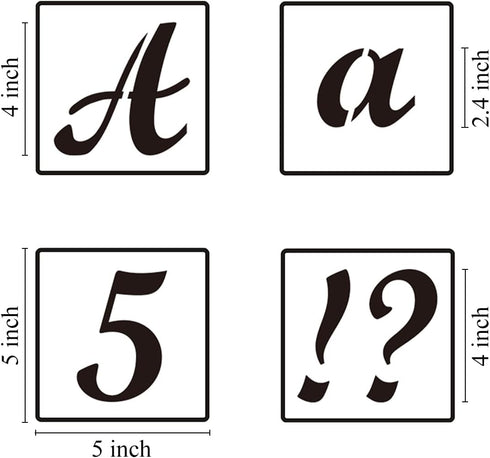 4 Inch Alphabet Letter Stencils for Painting - 70 Pack Letters and Numbers Stencil Templates with Signs for Painting on Wood, Reusable Letter and ...