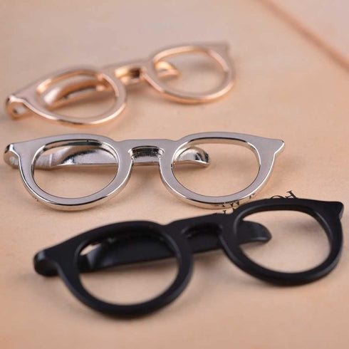 3 Pcs Metal Tie Clip Glasses Shape Tie Bar Clasp Mens Necktie Clip Pin for Anniversary Wedding Business Meeting...