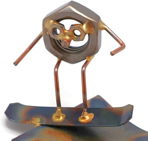 Snowboard Nut Collectible Handmade Metal Art Figurine, Desk Accessories, Trophy, Boss Gift, Home Office Décor, Collectible Figures...