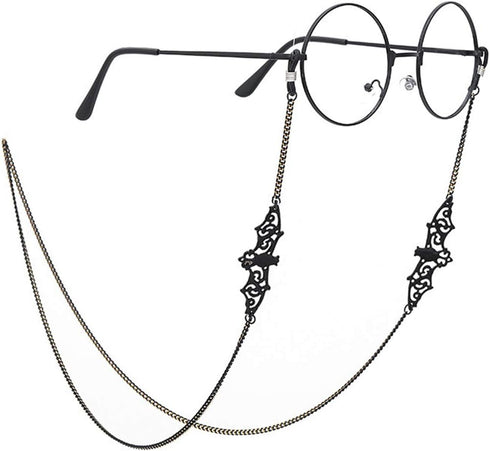 Women Men Glasses Sunglasses Chain Black Bat Eyeglass Strap Holder Eyewear Reading Glasses Retainer...