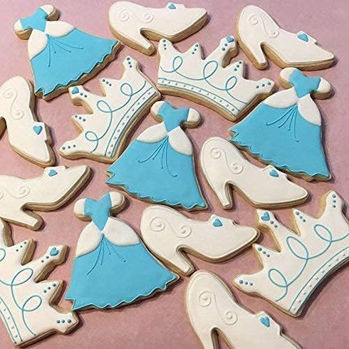 Princess Cookie Cutters 3-Pc Set Made in USA by Ann Clark, Crown, Glass Slipper, Dress...