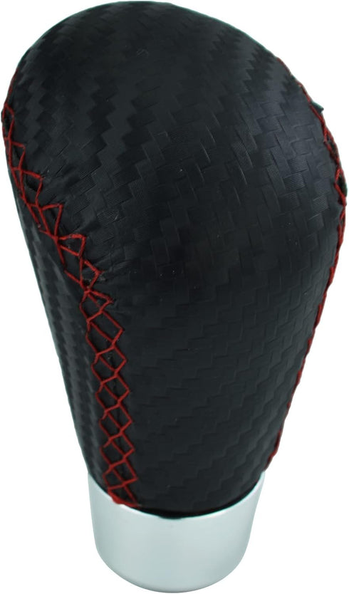 Car Gear Shifter Knob Leather Shift Lever Handle for Most Manual Automatic Vehicles (Red Stitches)...