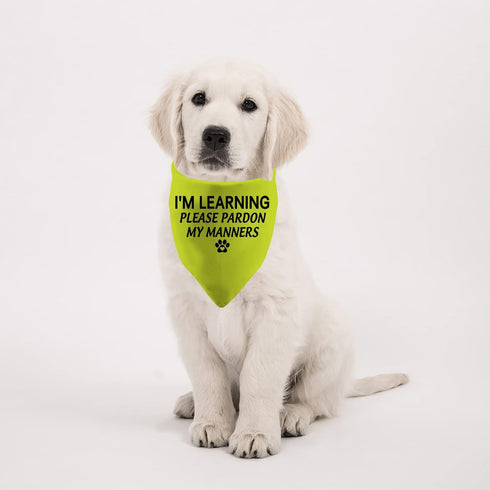 1 Piece Resue I'm Learning Please Pardon My Manners Dog Bandana Give Space Rescue Dog Bandana Pardon Dog Scarf (I'm Learning D)...
