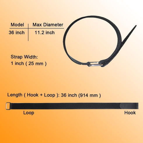 36 inch Cable Strap with Buckle - 16 PACK Hook and Loop Fastening Straps - Adjustable Nylon Extend Securing Strap...
