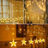 TOFU Star Curtain Lights, 108 Led 12 Stars Remote Window Curtain String Lights Plug in with 8 Flashing Modes Decoration for Christmas, Wedding, Be...