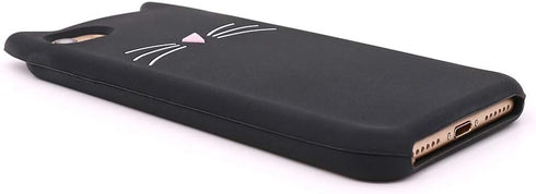 Cute iPhone SE 2022 Case, iPhone SE 2020 Case, iPhone 7 Case, iPhone 8 Case, iPhone 6 Cases, iPhone 6s Case, Black Whisker Cat Ears Funny 3D Carto...