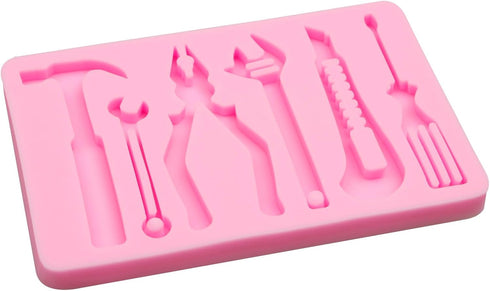 Construction Tools Fondant Silicone Molds 2 Pcs, Mini Pliers Construction Tools Cake Decorating Molds for Candy Cupcake Topper Cake Polymer Clay C...